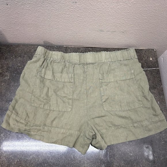 Lou and Gray Olive Green 100%  Linen Preppy Pullon Shorts Size XL - Picture 4 of 4